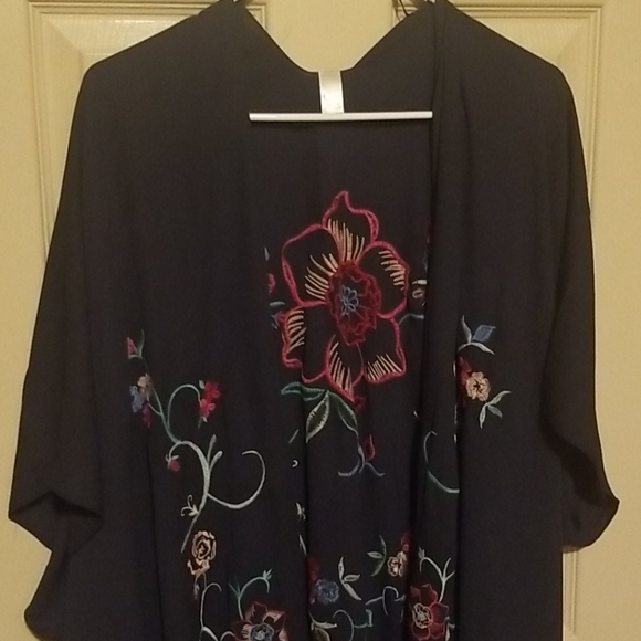 Navy cardigan with floral print - Picture 2 of 5